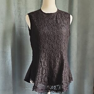 Signature Studio Black Peplum Lace Blouse